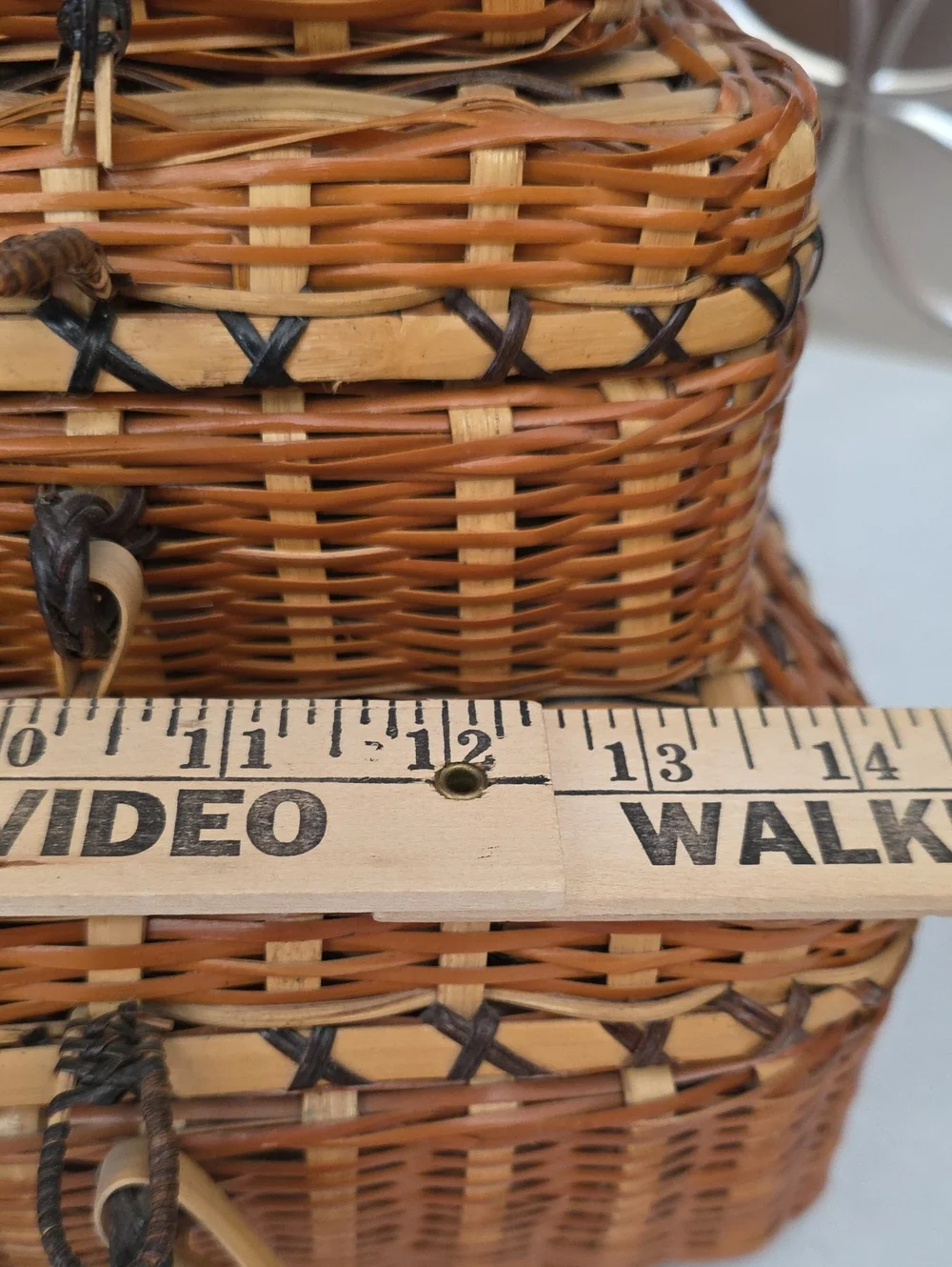 Vintage Nesting Wicker Rattan Suitcases Storage Baskets - Made in Philippines